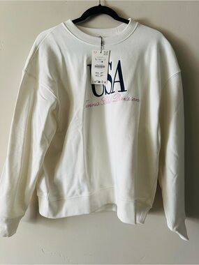 USA Logo White Pullover set pants and toot